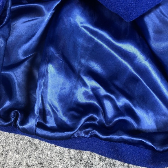 Vintage Steilmann Womens 10 Blue‎ Wool Double Breasted Overcoat 80s - Picture 10 of 15